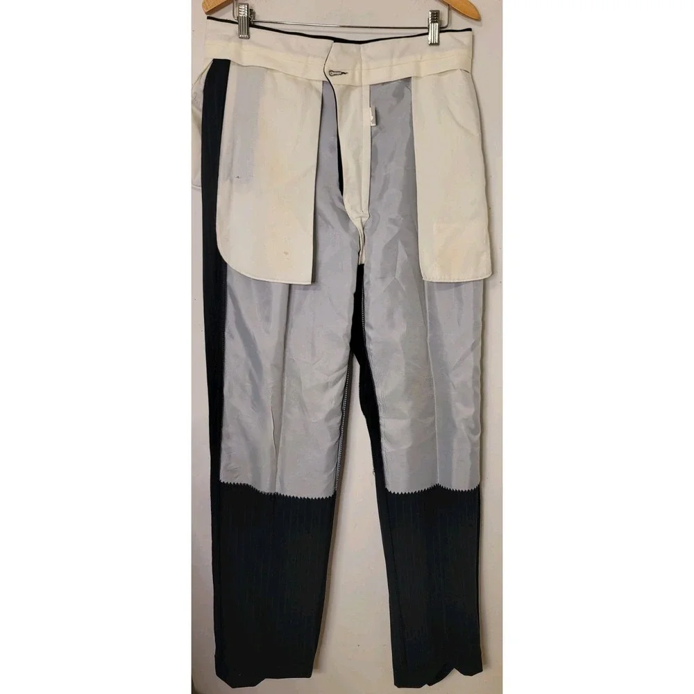 Nautica 2 Piece Suit 42L Navy Pinstripe‎ Jacket Pant 33x33 Pleated Cuff Wool